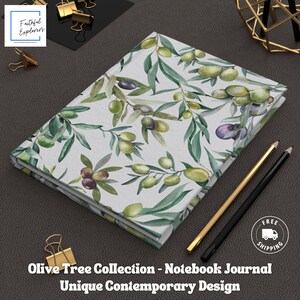 Olive Tree Collection Writing Journal, Notebook, Olive Design Unique Watercolor, Journal for Women, Lined Hardcover Notebook Stationery Gift