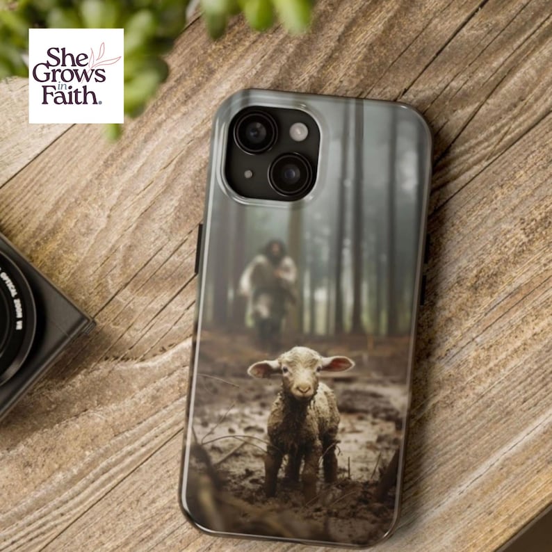 jesus and lamb phone case, jesus and lost lamb, iPhone case, tough iPhone case, phone case, jesus and lamb art, christian gifts, phone cover, christ and lamb, faith based gifts, jesus iPhone case