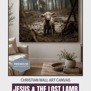 Faith Based Gift Men Spiritual Artwork Jesus Canvas Print Christian Wall Hanging Religious Home Decor Shepherd Lamb Painting Biblical Bedroom Design Inspirational Scripture Piece Gallery Wrapped Premium Cotton Substrate Ready To Hang