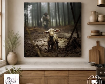 Good Shepherd Gift for Christian Friend Christian Gifts Painting Canvas New Home Blessing Housewarming Decor Couples Wall Art Jesus and Lamb
