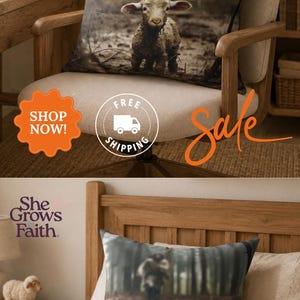 Jesus Throw Pillow Cover Christian Home Accent Shepherd Lamb Biblical Artwork Design Polyester Cushion Construction Sofa Styling Essential Faith Imagery Display Religious Gift Present Devotional Living Space Spiritual Comfort Piece