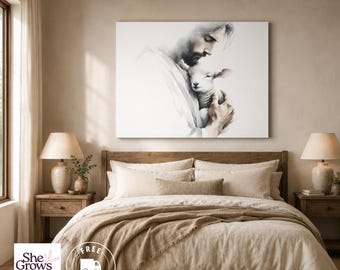 Christian Gift for Her Jesus Watercolor Canvas Print Christian Gifts for Women Jesus Art Gifts for Friends Christian Wall Decor Christmas