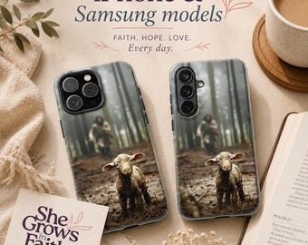 Funda para teléfono con diseño de Jesús, el cordero perdido, regalo de bautismo, regalo cristiano para ella, funda para iPhone, regalo de confirmación, regalos cristianos para mujeres.