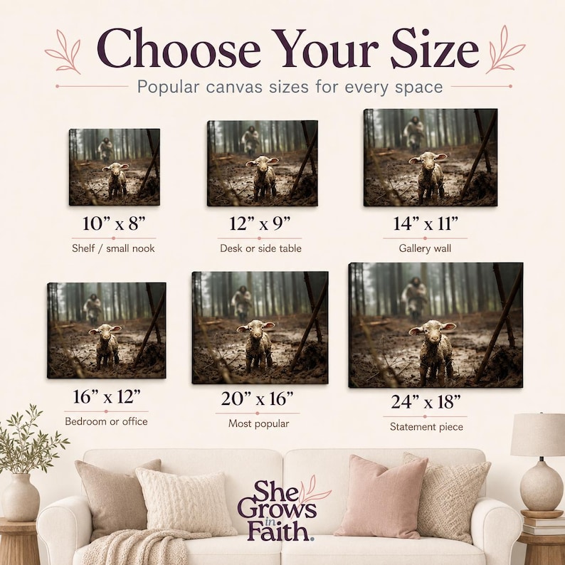 Christian Wall Decor Jesus Shepherd Lamb Canvas Art Religious Home Print Faith Based Bedroom Artwork Spiritual Gift Men Biblical Room Design Gallery Wrapped Premium Quality Cotton Substrate Ready To Hang Construction Inspirational Scripture