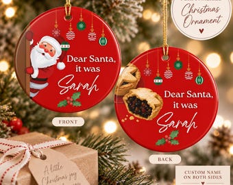 Personalized Christmas Ornament Custom Name Ceramic Family Funny Dear Santa Gift for Her Stocking Stuffer Secret Santa Coworker Gift