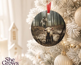Lamb of God Christmas Ornament Tree Decoration Holiday Gift Christian Family Faith Keepsake Religious Symbol Jesus Shepherd Lost Sheep Found