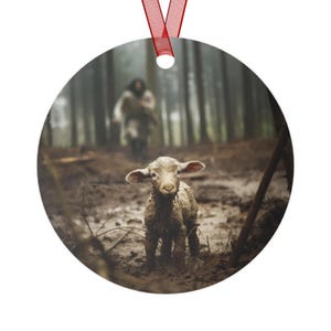 jesus and the lamb

jesus and the lost lamb

he left the 99

tree ornament

christmas ornament

christian christmas gift

faith inspired

christian sticking filler

kevin carden

christian art

christmas keepsake