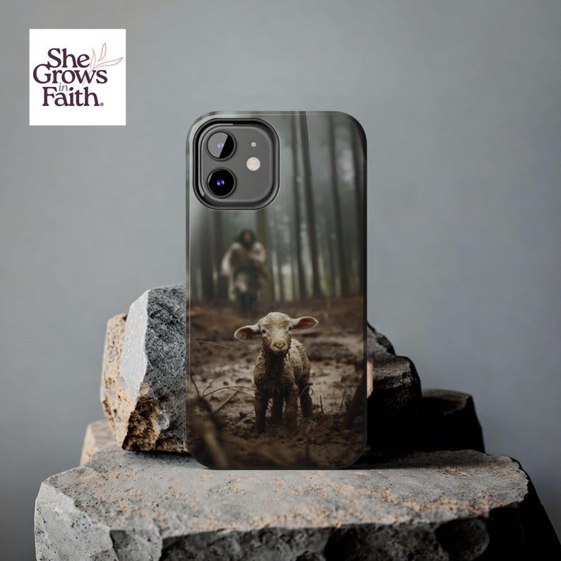 Christian Phone Case Samsung Galaxy S21 S22 S23 S24 S25 S26 Cover Jesus Lost Lamb Case Faith Phone Case Religious Phone Case Christian iPhone Case Lost Sheep Shepherd Design Tough Protective Glossy Finish Faith Gift for Her