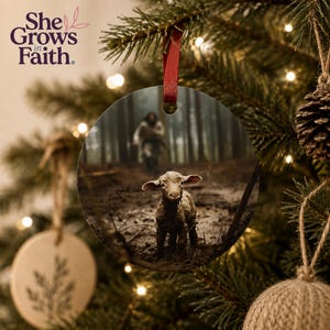 jesus and the lamb

jesus and the lost lamb

he left the 99

tree ornament

christmas ornament

christian christmas gift

faith inspired

christian sticking filler

kevin carden

christian art

christmas keepsake