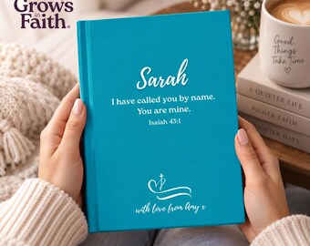 Custom Name Journal Personalized Christian Gift Women Baptism Faith Bible Study Notebook Scripture Prayer Diary Devotional Writing Book