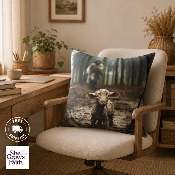 Christian Gifts for Women Jesus Pillow Faith Home Decor Christian Pillow Lost Sheep Art Square Cushion Christian Bedroom Decor