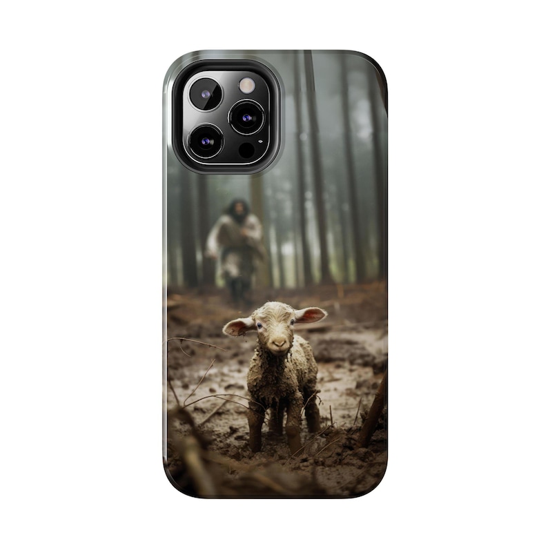 jesus and lamb phone case, jesus and lost lamb, iPhone case, tough iPhone case, phone case, jesus and lamb art, christian gifts, phone cover, christ and lamb, faith based gifts, jesus iPhone case