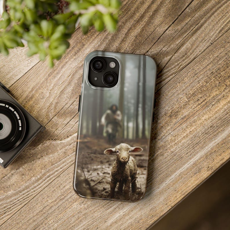 jesus and lamb phone case, jesus and lost lamb, iPhone case, tough iPhone case, phone case, jesus and lamb art, christian gifts, phone cover, christ and lamb, faith based gifts, jesus iPhone case