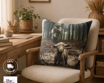 Christian Gifts for Women Jesus Pillow Faith Home Decor Christian Pillow Lost Sheep Art Square Cushion Christian Bedroom Decor Christmas