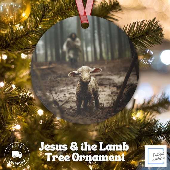 Jesus and Lost Lamb Ornament Christian Christmas Tree Decor