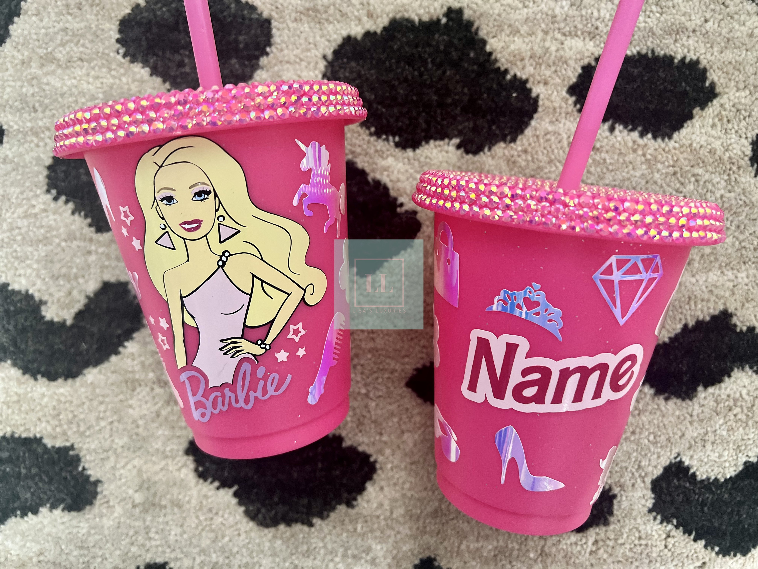 Dolly Plastic Tumbler with Straw - Pink - 24 oz