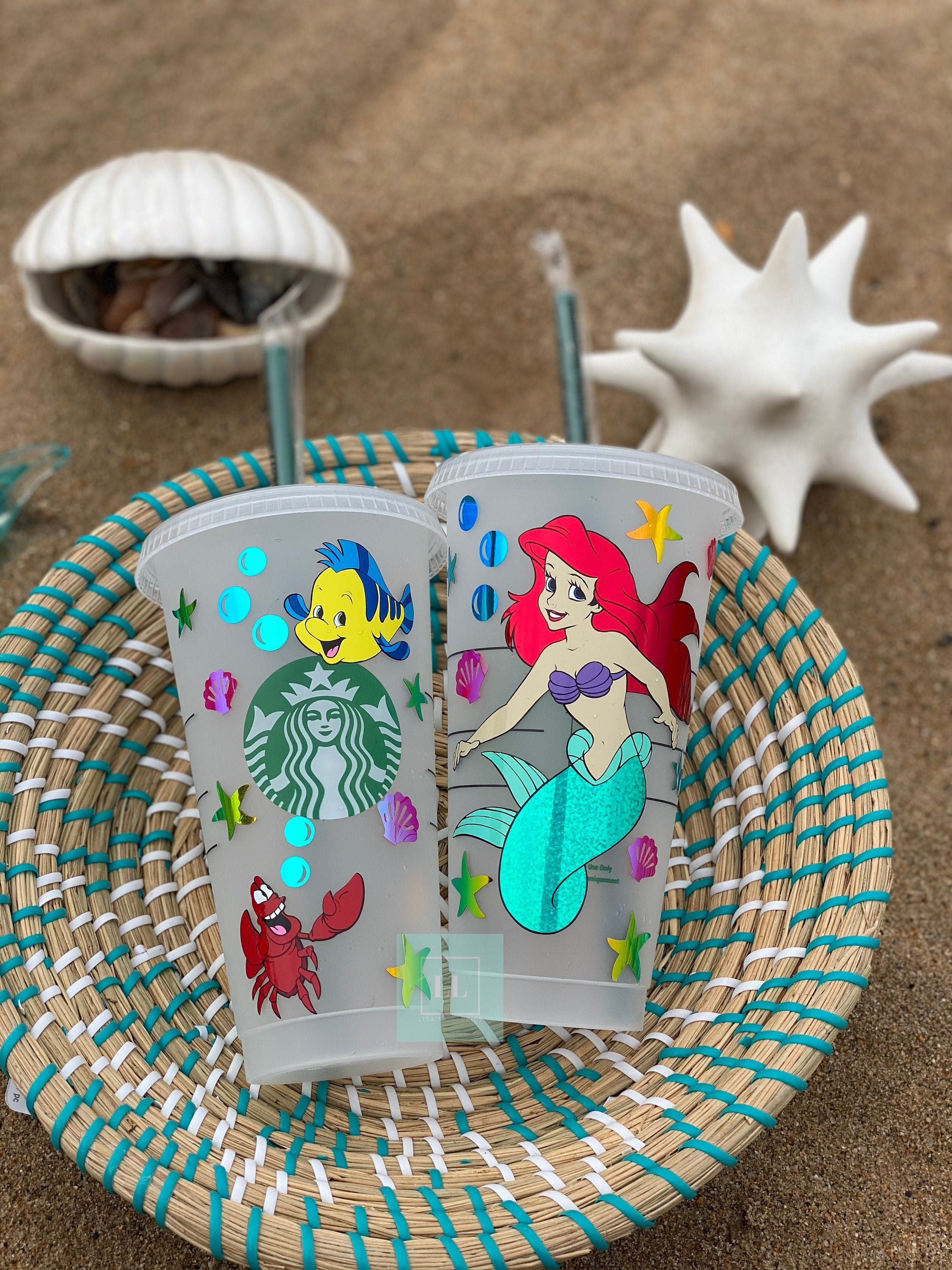 Silver Buffalo Disney The Little Mermaid Tumbler with Reusable Ice Cubes 16oz Ariel & Flounder