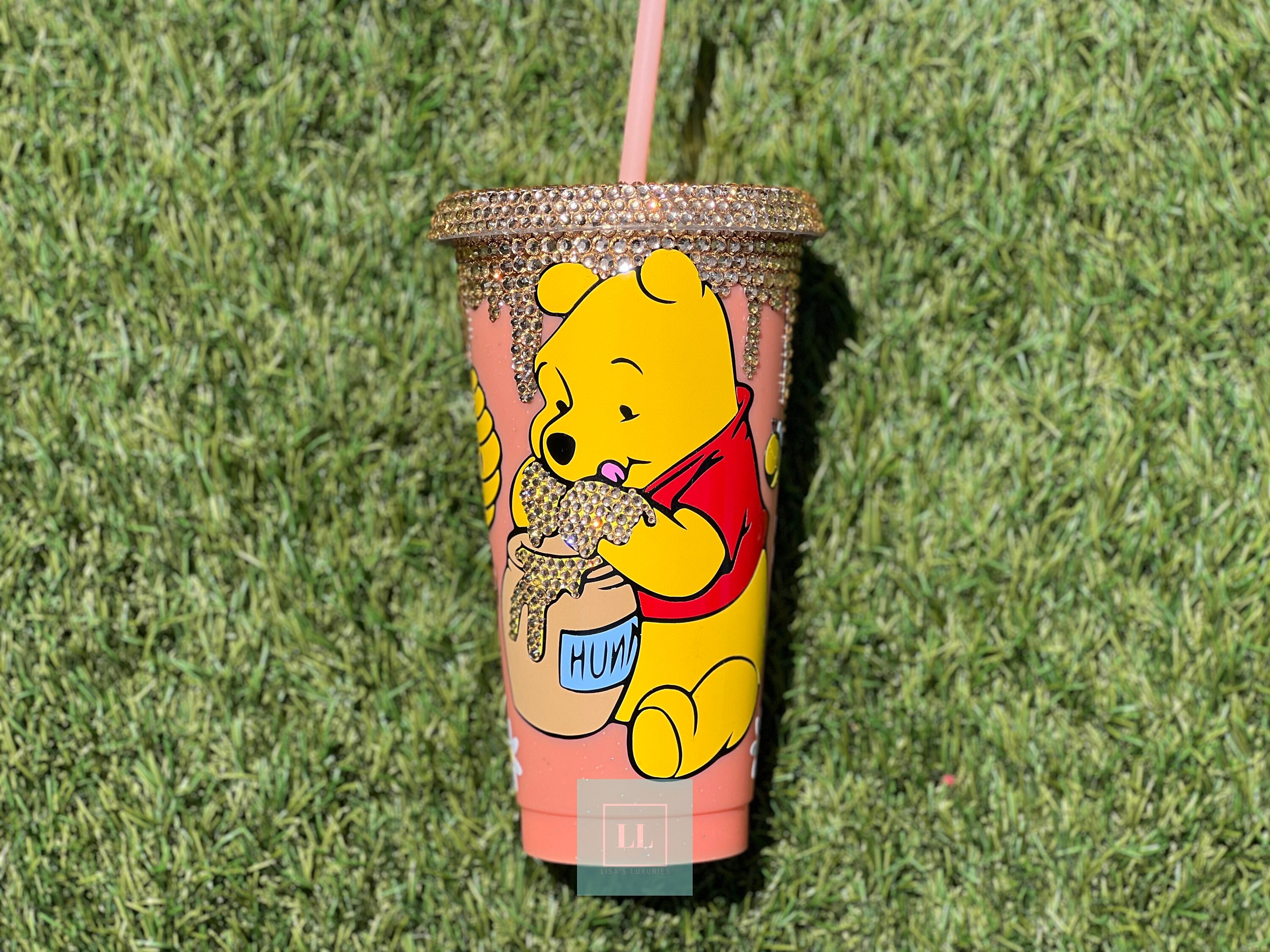 Disney Winnie The Pooh Huffalump Snow Globe Tumbler Cup w/ Lid & Straw BPA  free