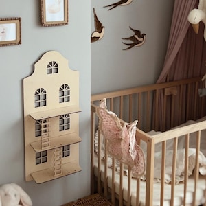 Wooden Doll House, Wooden Toys, Baby Nursery Decor, Baby Room Decor, Playroom Decor, Neutral Dollhouse, Kids Room Decor, Kids Birthday Gift
