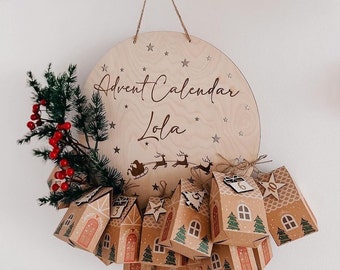 Wooden Advent Calendar, Countdown to Christmas with Kids, Kid&#39;s Holiday Countdown Calendar, Wooden Christmas Advent, Christmas in July