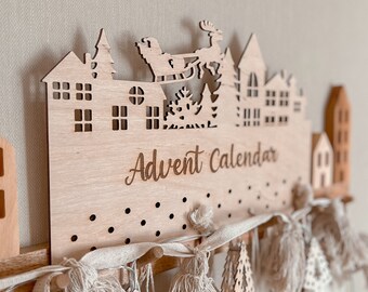 Adventskalender aus Holz mit Baumwolltaschen, Weihnachts-Adventskalender, Krippen-Adventskalender, Kundenspezifischer Weihnachts-Countdown-Kalender