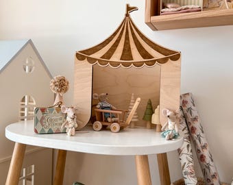 Wooden Circus Doll House, Wooden Toys, Circus Nursery Decor, Baby Room Decor, Playroom Decor, Neutral Dollhouse, Kids Birthday Gift