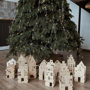 Advent calendar, Christmas countdown calendar in the form of houses, perfect wooden advent calendar for kids, Christmas toddler gift