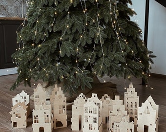Advent calendar, Christmas countdown calendar in the form of houses, perfect wooden advent calendar for kids, Christmas toddler gift