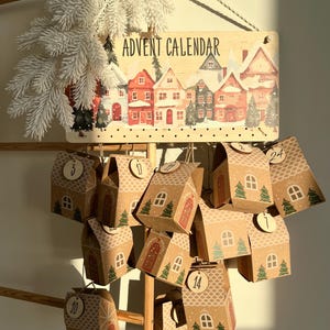 Adventskalender aus Holz für Kinder Erwachsene Rustikaler Urlaub Dekor Weihnachtsdekor Hausdekoration 2025 Krippenszene Set Adventsaktivität Geschenke