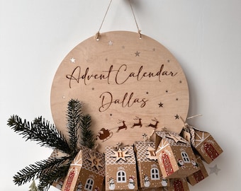 Wooden advent calendar for kids with cardboard boxes, christmas custom countdown advent calendar, holiday decor,personalized christmas gift