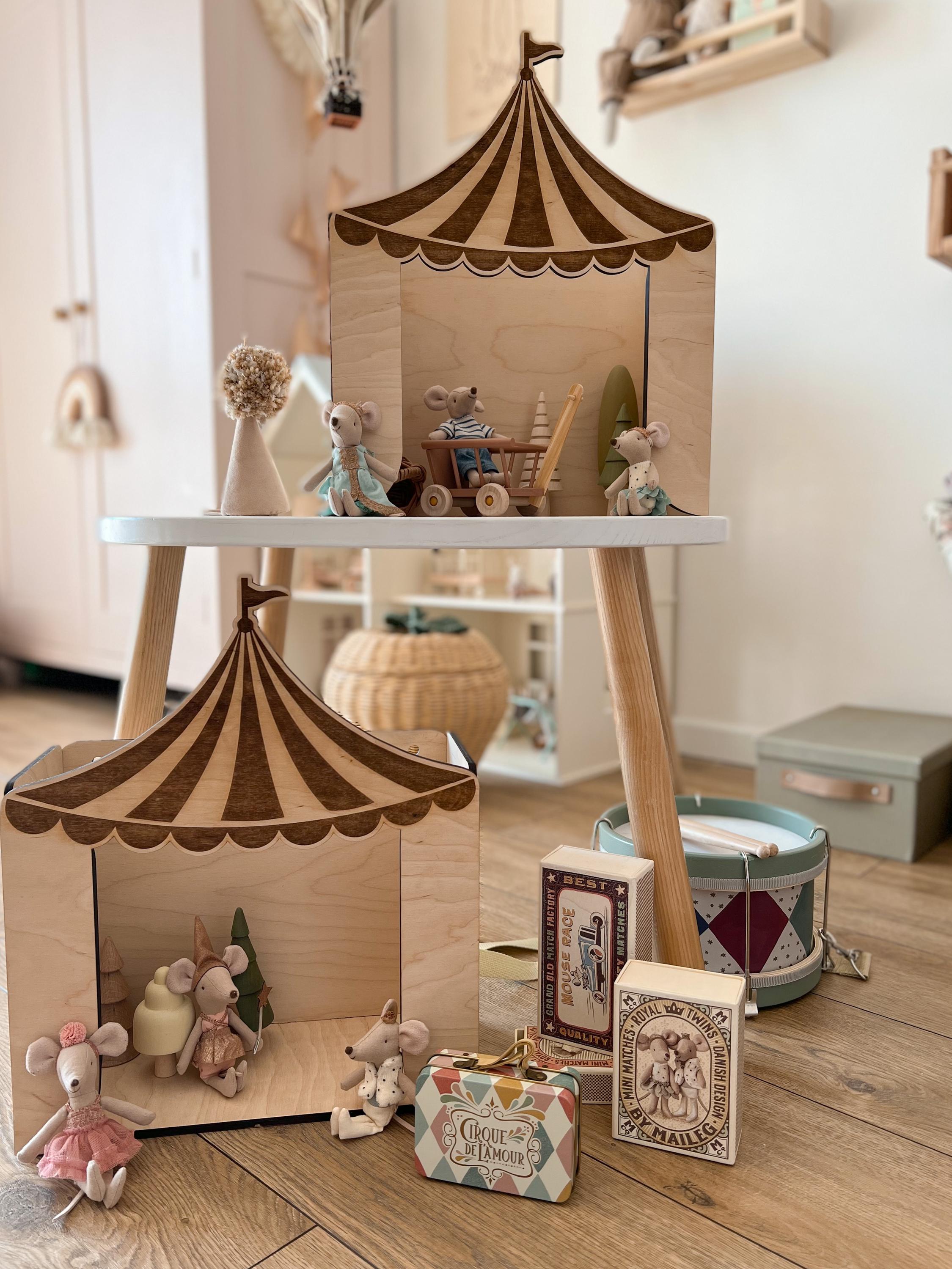 Wooden Toys, Circus Nursery Decor, Wooden Circus Doll House, Baby Room Decor, Playroom Decor, Neutral Dollhouse, Kids Birthday Gift