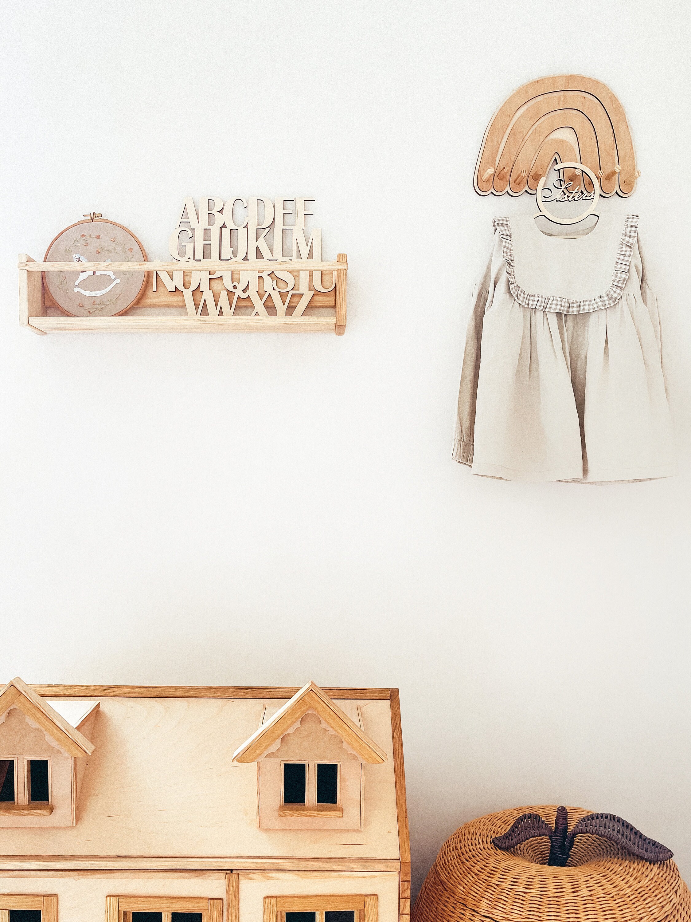 Wooden nursery shelf rainbow with hooks kids room decor and Etsy