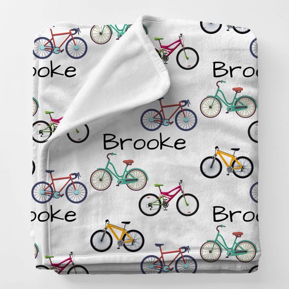 BICYCLE Personal Custom Name Blanket Gift For Her, Personalized Mountain Bike Mothers Day Blanket, Bestie Birthday Gift, Custom Sport Gift