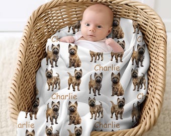 CAIRN TERRIER Blanket, Personalized Cairn Terrier Gift, Custom Name Cairn Terrier Plush Fleece Throw,