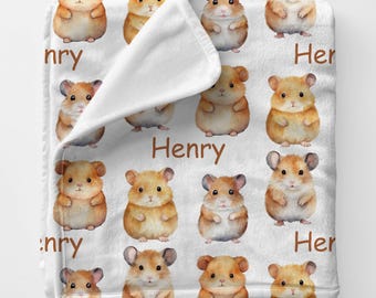 HAMSTER Blanket For Petlover, Personal Custom Name Gift Blanket, Personalized Baby Showergift For Girl, Newborn Swaddle Babyshower Gift