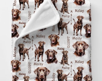 Labrador Cute Dog Lovers Gift Blanket, Chocolate Lab Gift For Dog Parents, Lab Retriever Blanket, Custom Name Blanket For Kid, Dog Mom Gift