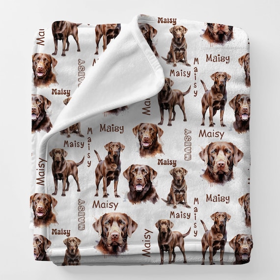 Labrador Cute Dog Lovers Gift Blanket, Chocolate Lab Gift For Dog Parents, Lab Retriever Blanket, Custom Name Blanket For Kid, Dog Mom Gift