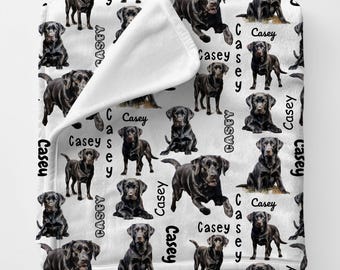Labrador Custom Dog Person Gift, Black Lab Pet Dog Blanket, Black Labrador Gifts For Dog Lover, Black Lab Owner Sympathy Blanket Gift