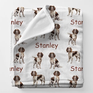 ENGLISH SPRINGER SPANIEL Personal Custom Name Blanket Gift For Her, Personalized Springer Spaniel Birthday Gift, Pet Memory Gift For Grandma