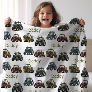 TRACTORS Personal Custom Name Blanket Gift For Dad, Personalized Gift For Teenage Boy, Farm Family Gift, Farming Birthday, Farmhouse Blanket image 6