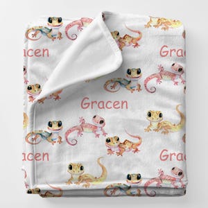 GECKO Personal Custom Name Blanket Gift For Petlover, Personalized Lizard Gecko Boy Animal Blanket, Reptile Lover Gift Blanket Birthdaygift