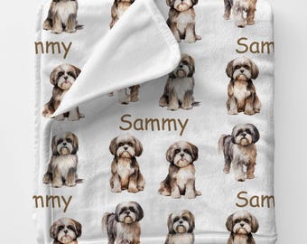 SHIH TZU Personal Custom Name Blanket Gift For Aunt, Personalized Shih Tzu Birthday Gift, Birthdaygift For Dog Owner, Boy Baby Showergift