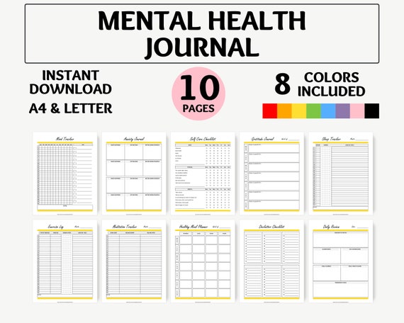 Mental Health Journal Sheets Functional Health Planner Mental | Etsy