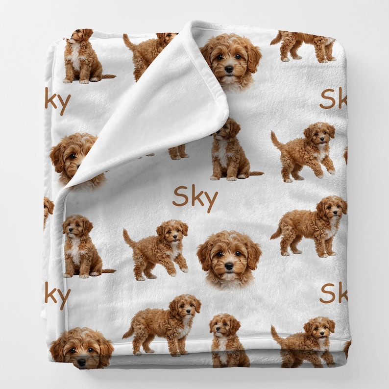 CAVAPOO Blanket, Personalized Cavapoo Gift, Custom Name Cavapoo Plush Throw, Cavapoo Bedding Bild 1