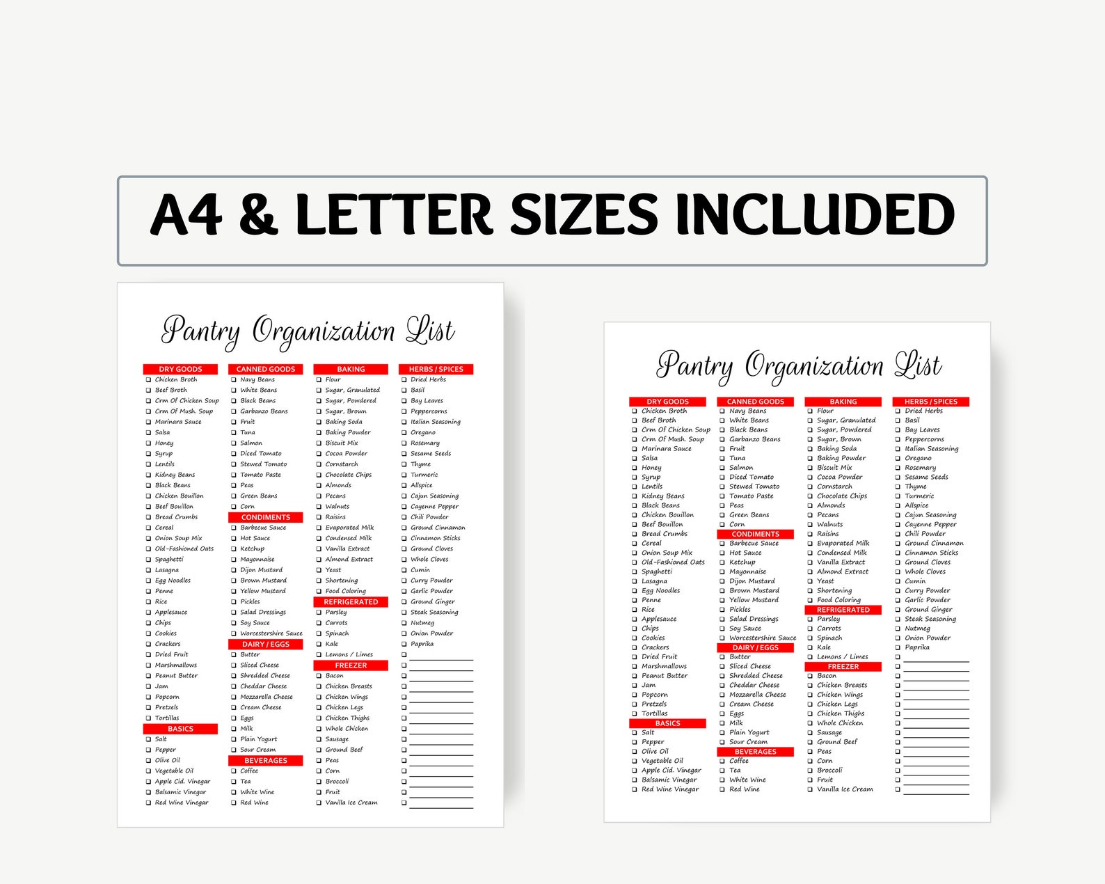 Pantry Organization List PDF Master Grocery List Notepad Etsy