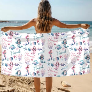 MERMAIDS Name Gift Beach Towel, Personalized Mermaids Mom Gift, Beach Towel Birthday Gift, Custom Towel For Bestfriend, Towel Christmasgift