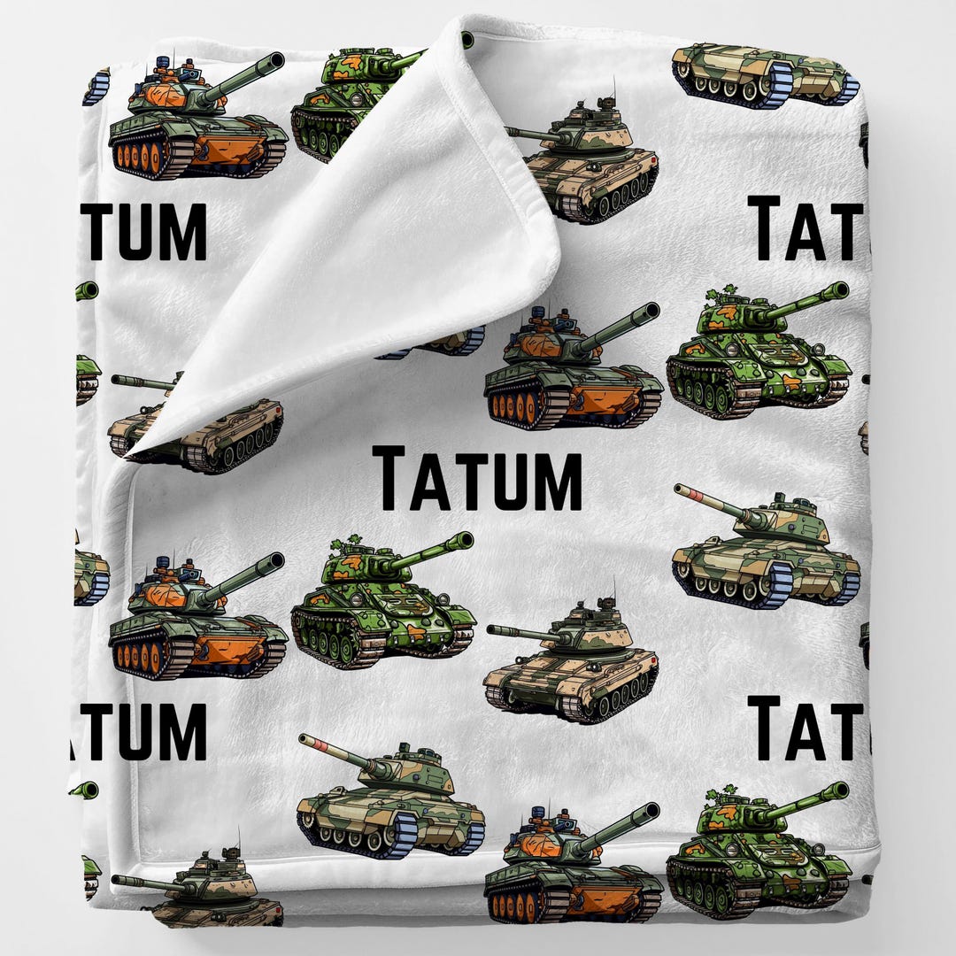 TANKS Personal Custom Name Blanket Gift for Boys, Personalized Military ...