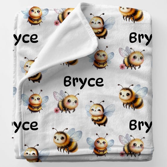 BUMBLE BEES Personal Custom Name Blanket Gift for Babyshower