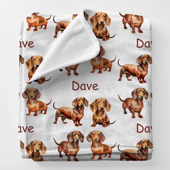 DACHSHUND Personal Custom Name Blanket Gift For Dad, Personalized Dachshund Birthday Gift, Wiener Dog Blanket, Special Pet Memory Gift Idea