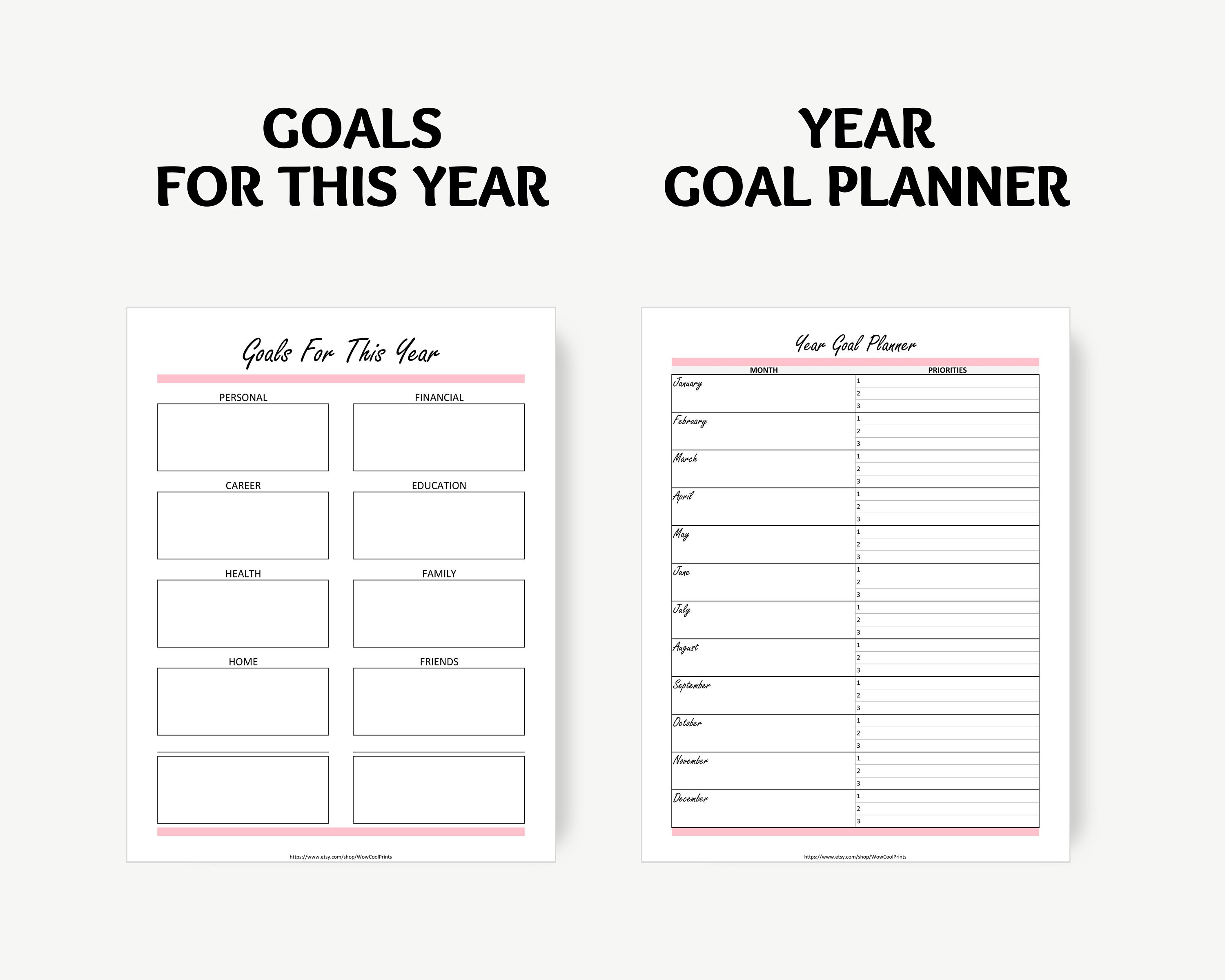 Goal Planner Printable Goal Setting Workbook 2022 Yearly Goal - Etsy Canada